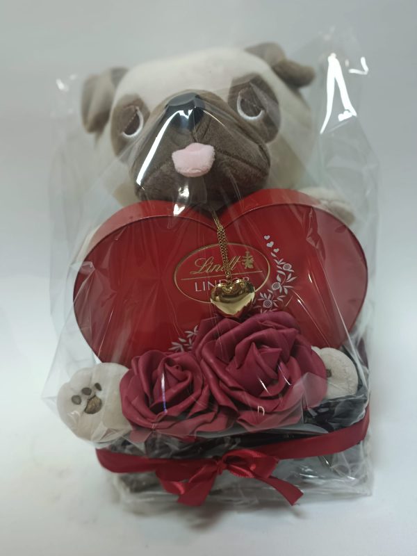 Caja perrito pug con lindt